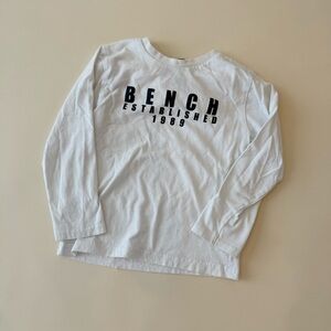 Bench Kids White Long Sleeve Tee with Navy Print